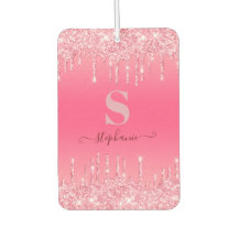 Girly Pink Sparkle Glitter Monogram
