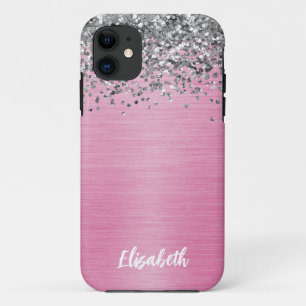 Girly Pink Sparkle Glitter Monogram Naam Case-Mate iPhone Case
