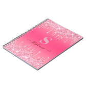 Girly Pink Sparkle Glitter Monogram Notitieboek (Linkerzijde)