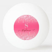 Girly Pink Sparkle Glitter Monogram Pingpongbal (Achterkant)