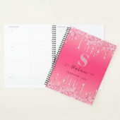 Girly Pink Sparkle Glitter Monogram Planner (Display)