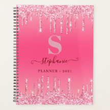 Girly Pink Sparkle Glitter Monogram