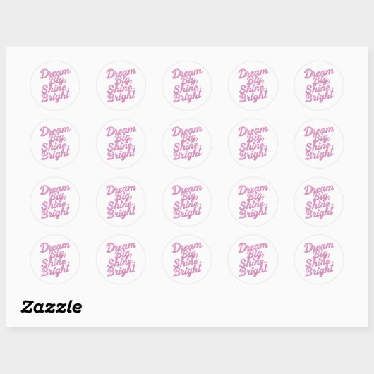 Girly Pink Sparkle Motivational Quote Ronde Sticker (Vel)
