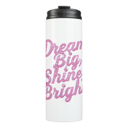 Girly Pink Sparkle Motivational Quote Thermosbeker (Voorkant)