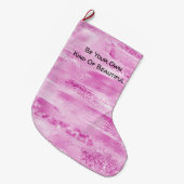 Girly Pink Sparkle Stripes Grote Kerstsok (Voorkant (Hangend))