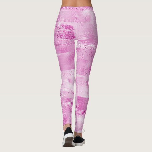 Girly Pink Sparkle Stripes Leggings (Achterkant)