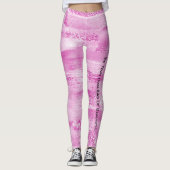 Girly Pink Sparkle Stripes Leggings (Voorkant)