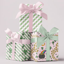 Girly Pink St. Patrick's Day Inpakpapier Vel