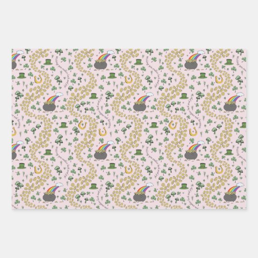 Girly Pink St. Patrick's Day Inpakpapier Vel (Voorkant)