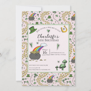 Girly Pink St Patrick's Day Verjaardag voor kinder Kaart