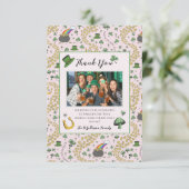 Girly Pink St Patricks Ierse bedankkaart (Staand voorkant)