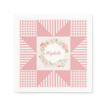 Girly Pink Star Quilt Roos Wreatand Name