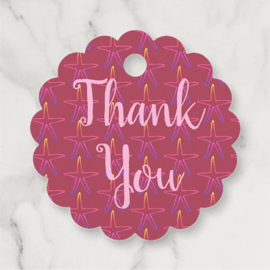 Girly Pink Starfish Birthday Bedankt Bedankjes Labels (Achterkant)