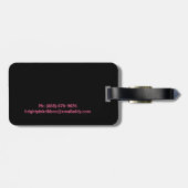 Girly Pink Stitched Ribbon Personalized Bag Bagagelabel (Achterkant horizontaal)