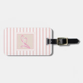Girly Pink Stripe Monogram-persoonlijk Bagagelabel (Voorkant horizontaal)