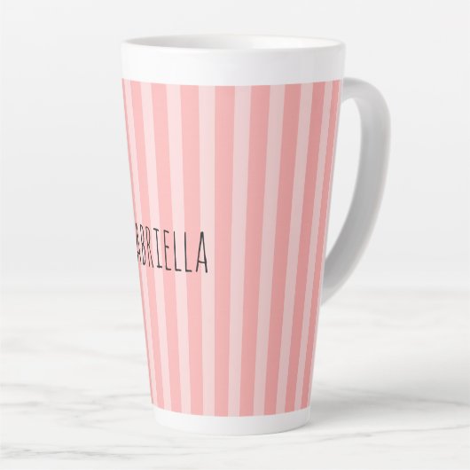 Girly Pink Stripes Birthday Latte Mok (Rechterhoek)