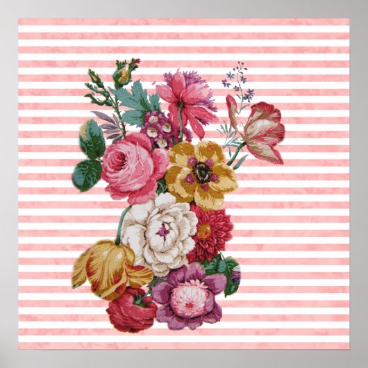 Girly Pink Stripes Colorful Rozen Poster (Voorkant)
