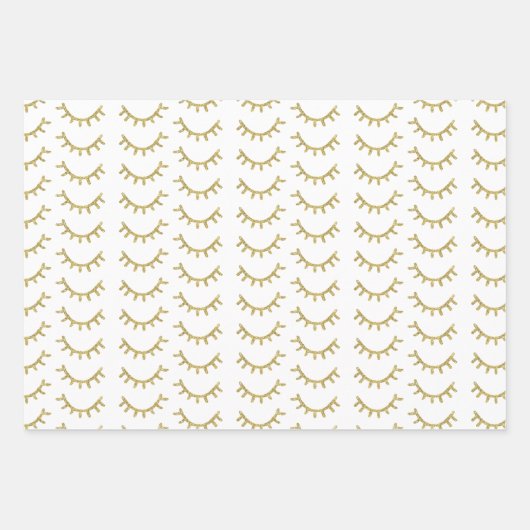 Girly Pink Stripes Gouden Glitter Wimpers Sparkle Inpakpapier Vel (Voorkant 3)