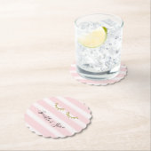 Girly Pink Stripes Gouden Glitter Wimpers Sparkle Kartonnen Onderzetters (Insitu)