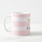 Girly Pink Stripes Gouden Glitter Wimpers Sparkle Koffiemok (Links)