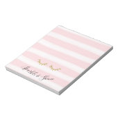 Girly Pink Stripes Gouden Glitter Wimpers Sparkle Notitieblok (Linkerzijde)