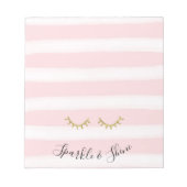 Girly Pink Stripes Gouden Glitter Wimpers Sparkle Notitieblok (Voorkant)