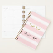 Girly Pink Stripes Gouden Glitter Wimpers Sparkle Planner (Display)