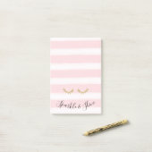 Girly Pink Stripes Gouden Glitter Wimpers Sparkle Post-it® Notes (Op bureau)