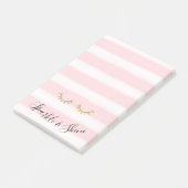 Girly Pink Stripes Gouden Glitter Wimpers Sparkle Post-it® Notes (Schuin)