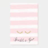 Girly Pink Stripes Gouden Glitter Wimpers Sparkle Post-it® Notes (Voorkant)