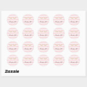 Girly Pink Stripes Gouden Glitter Wimpers Sparkle Ronde Sticker (Vel)