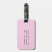 Girly Pink Stripes Patroon Script Naam Bagagelabel (Achterkant verticaal)