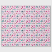 Girly Pink Summer Beach Watercolor Pattern Cadeaupapier (Vlak)