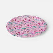 Girly Pink Summer Beach Watercolor Pattern Papieren Bordje (Gekanteld)