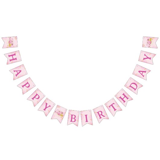 Girly Pink Sweet Een 1e Happy Birthday Cupcakes Vlaggetjes (Alle)