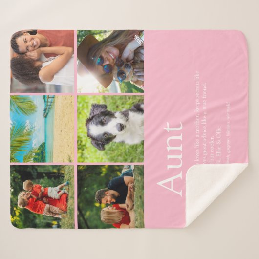 Girly Pink tante Definition 6 Foto Collage Sherpa Deken (Voorkant (horizontaal))