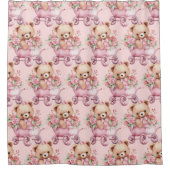 Girly Pink Teddy Bear Douchegordijnen (Voorkant)