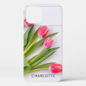 Girly Pink Tulips op White Wood Classic Case-Mate iPhone Case (Achterkant)