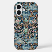Girly Pink Turquoise Stone Blue Denim Case-Mate iPhone Case (Achterkant)