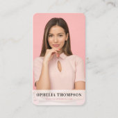 Girly Pink Typography Script QR code Visitekaartje (Voorkant)