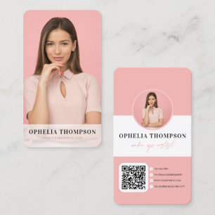 Girly Pink Typography Script QR code Visitekaartje