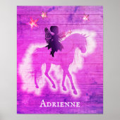 Girly Pink Unicorn Personalized Poster (Voorkant)