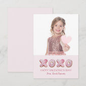 Girly Pink Valentijnsdag Foto Notitiekaartje (Voorkant / Achterkant)