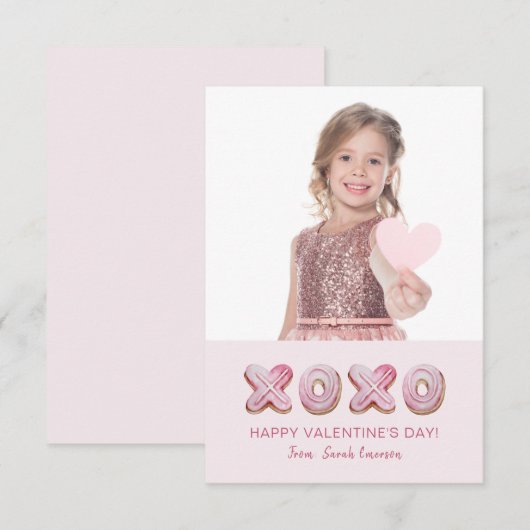 Girly Pink Valentijnsdag Foto Notitiekaartje (Voorkant / Achterkant)