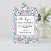 Girly Pink Violet Paarse Gold Waterverf Flowers Bedankkaart (Staand voorkant)