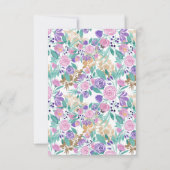 Girly Pink Violet Paarse Gold Waterverf Flowers Bedankkaart (Achterkant)