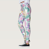Girly Pink Violet Paarse Gold Waterverf Flowers Leggings (Links)