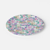 Girly Pink Violet Paarse Gold Waterverf Flowers Papieren Bordje (Gekanteld)