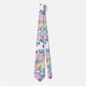 Girly Pink Violet Paarse Gold Waterverf Flowers Stropdas (Voorkant)