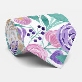 Girly Pink Violet Paarse Gold Waterverf Flowers Stropdas (Opgerold)